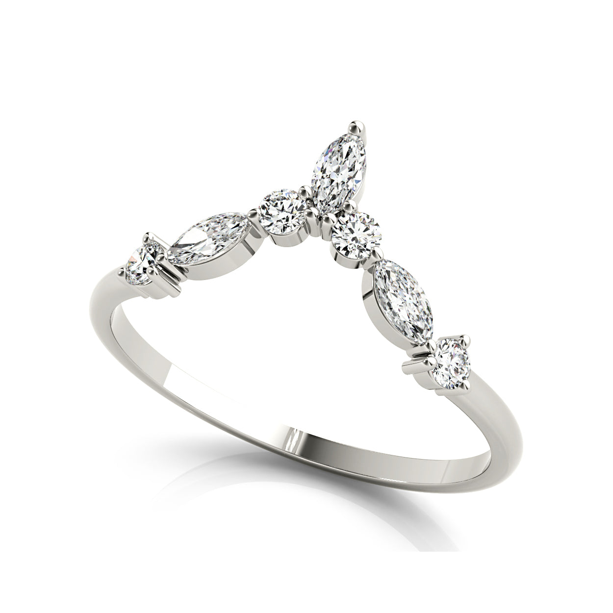 Round And Marquise Diamond V Shaped Band-VIRABYANI